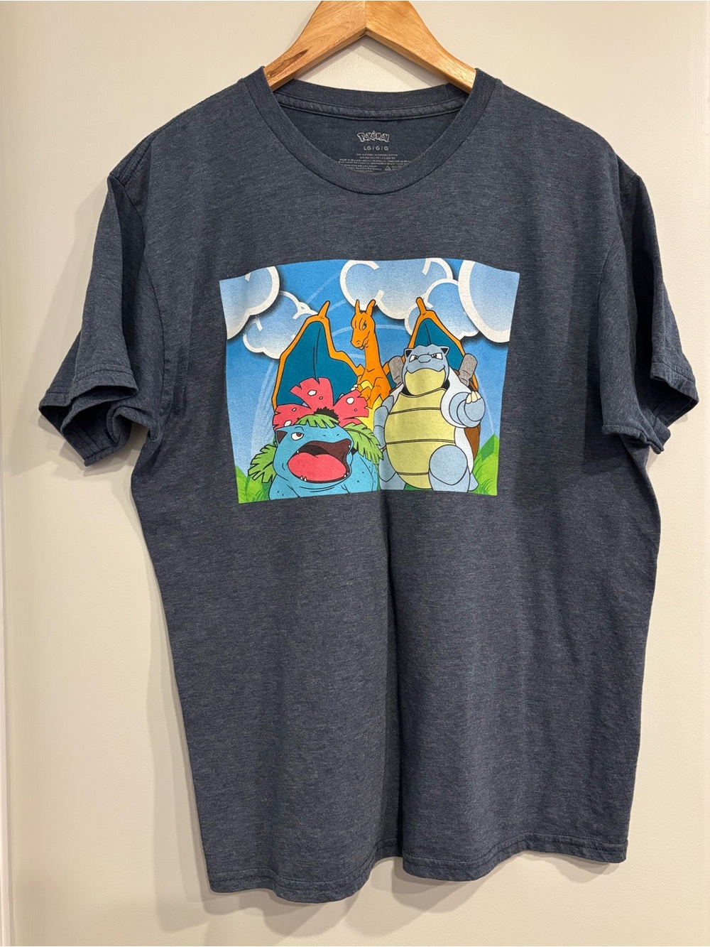 Pokemon graffic Blue grey T